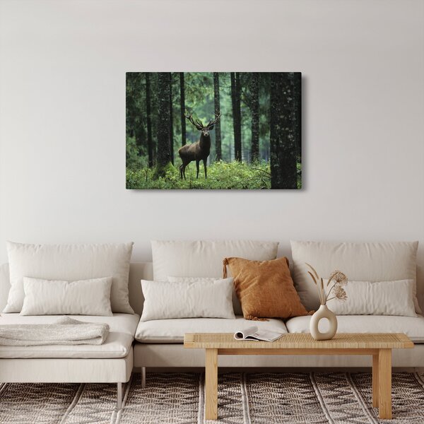 Slika - Jelen u dubokoj šumi (90x60 cm)