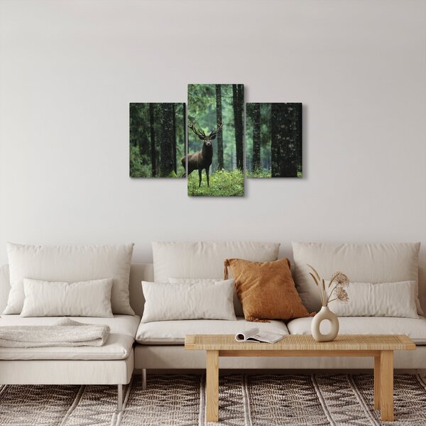 Slika - Jelen u dubokoj šumi (90x60 cm)