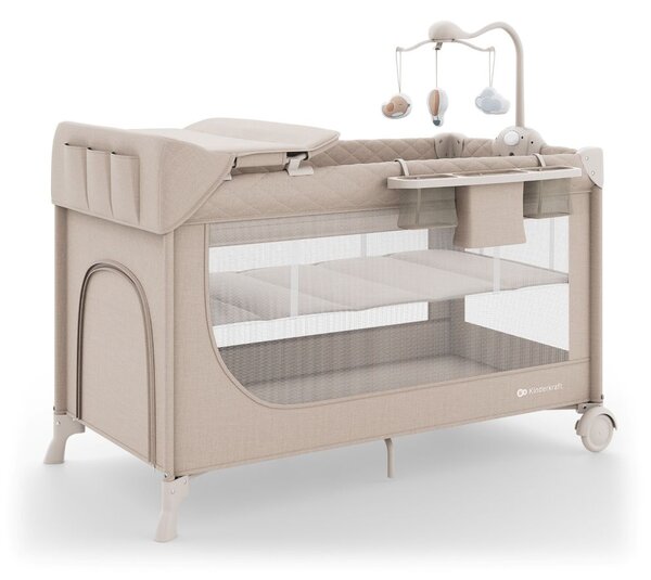 Kinderkraft Putni krevetić LEODY UP, Beige s dodacima
