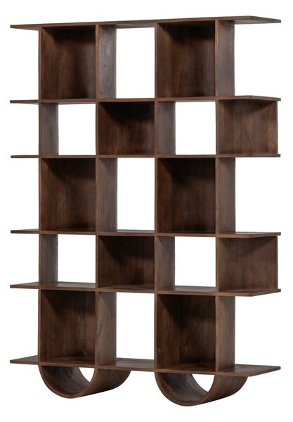 Tamno smeđa biblioteka od masivnog manga 130x180x35 cm Sinne – WOOOD