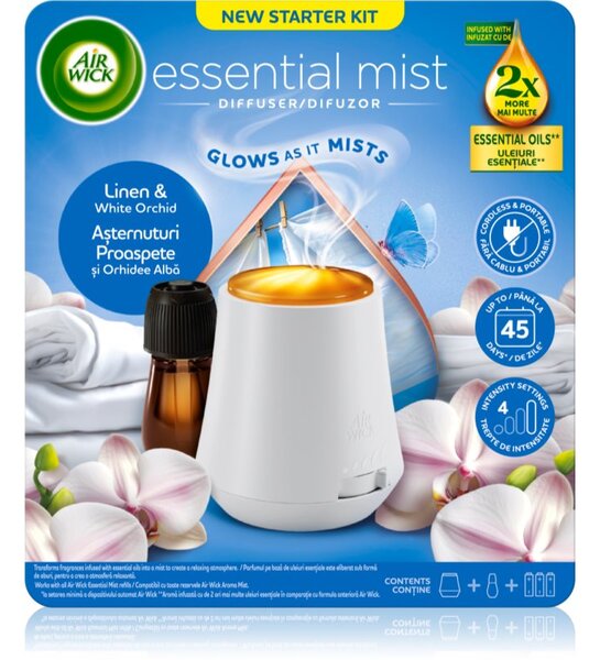 Air Wick Essential Mist Linen & White Orchid aroma difuzer s punjenjem 1 kom