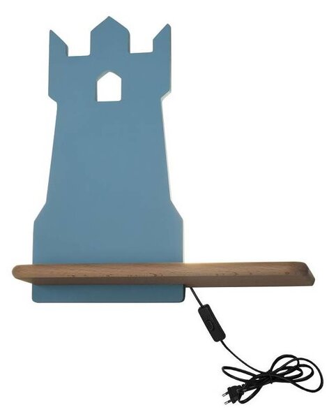 LED Dječja zidna svjetiljka s policom TOWER LED/4W/230V plava/drvo