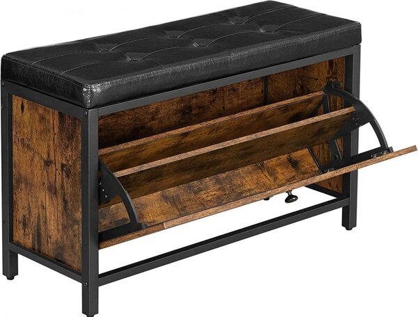 Ormarić za cipele s klupom TAYLOR 80x30 cm, rustikalno smeđa/crna