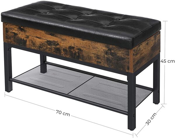 Klupa s ormarićem za cipele TAYLOR 70x30 cm, rustikalno smeđa/crna