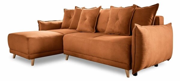 Ciglasta sklopiva kutna garnitura od samta (promjenjiva) Lazy Lukka – Miuform