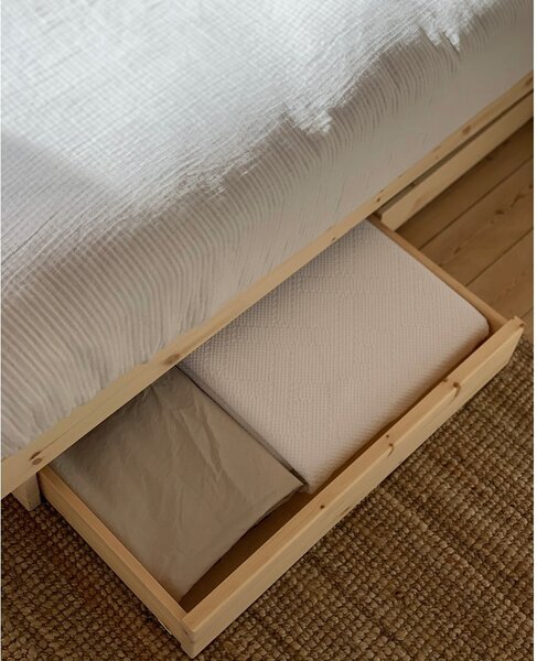Krevet od masivnog bora s prostorom za pohranu s podnicom 90x200 cm u prirodnoj boji Kanso – Karup Design