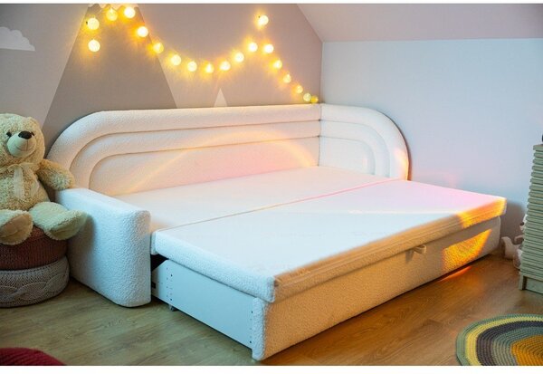 Krem sklopiva/s prostorom za odlaganje sofa od bouclé tkanine s lijevim kutom 223 cm Fabillo – ELTAP