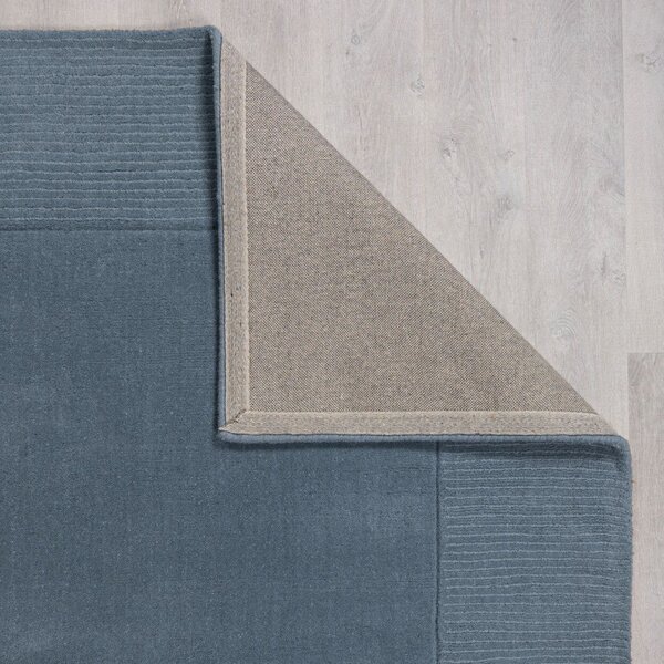 Tamno plavi ručno rađen vunen tepih 120x170 cm Textured Wool Border – Flair Rugs