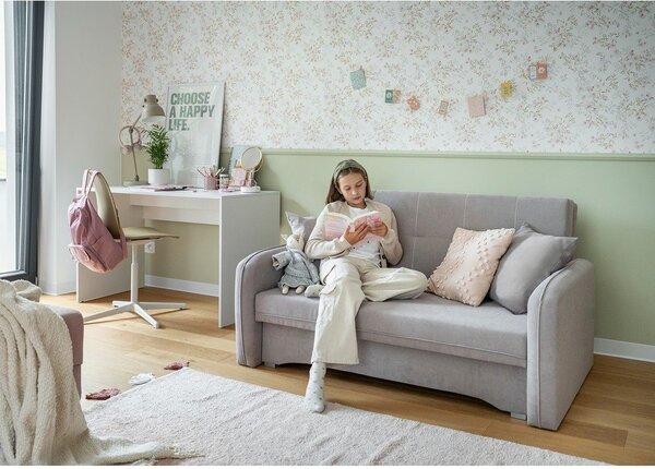 Svijetlo siva sklopiva/s prostorom za odlaganje sofa od šenila 155 cm Laine – ELTAP