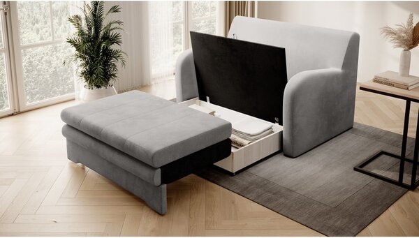Svijetlo siva baršunasti sklopiva sofa 130 cm Ario – ELTAP