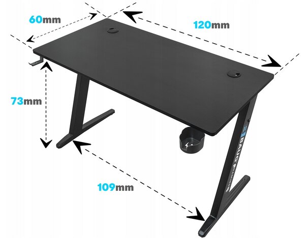 Računalo alu. igraći stol 120x60cm carbon flex hdf pvc