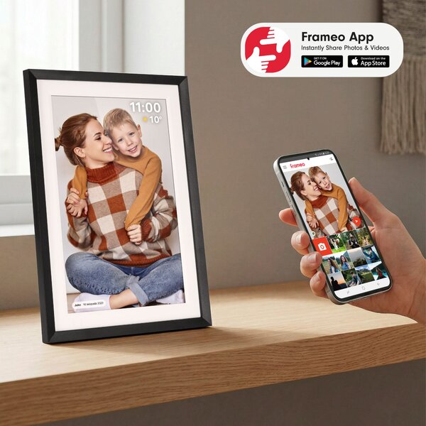 Dodirni digitalni okvir za fotografije wi-fi 10.1" crna aplikacija s led rgb pozadinskim osvjetljenjem