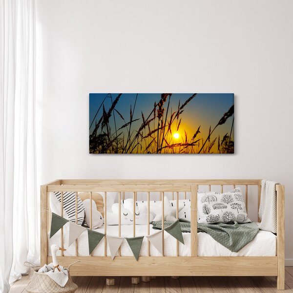Slika - Zalazak sunca na livadi (120x50 cm)