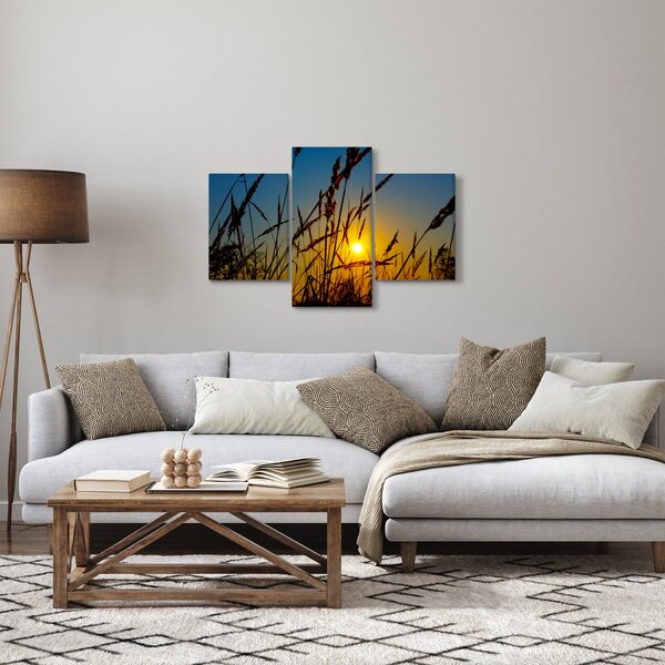 Slika - Zalazak sunca na livadi (90x60 cm)