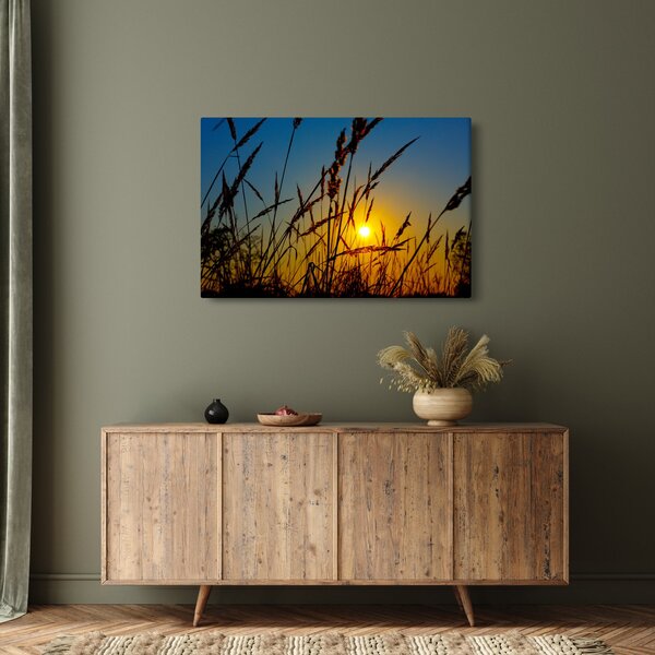 Slika - Zalazak sunca na livadi (90x60 cm)