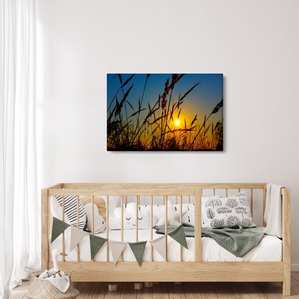 Slika - Zalazak sunca na livadi (90x60 cm)