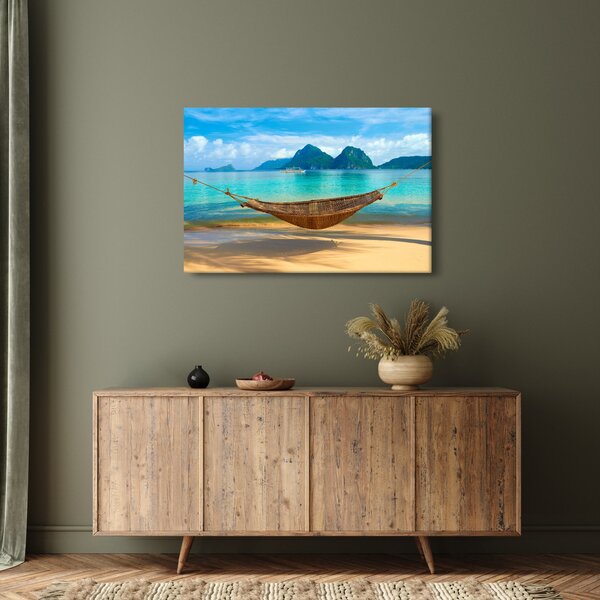 Slika viseće mreže na plaži 3 (90x60 cm)