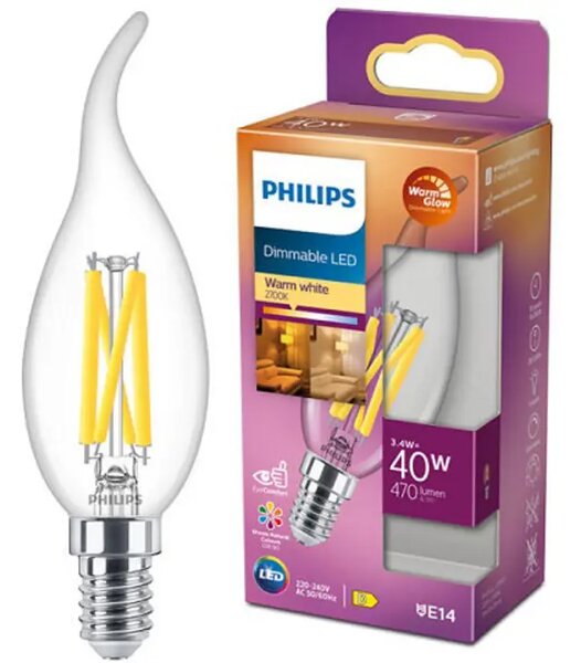 LED CLASSIC ŽARULJA PHILIPS 40W BA35 E14 CL WGD90 SRT4 8719514324374