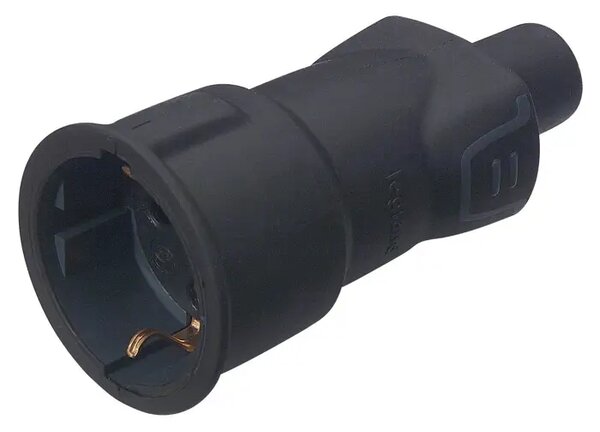 50197 UTIČNICA 2P+E/16A/230V MAX.3680W GUMENA CRNA SA ZAŠTITOM LE050197
