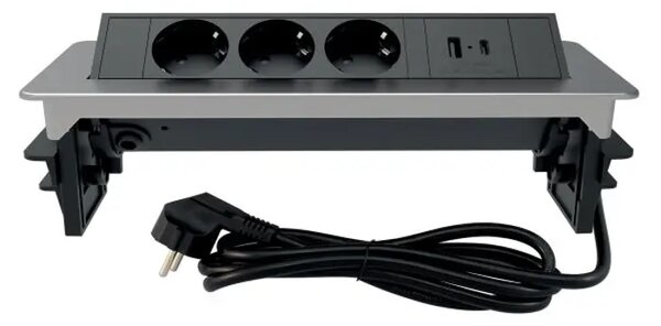 235-101 POP UP UTIČNICA 3X SCHUKO, 16A 250 V~ 3680 W, USB A+C, NIKAL 3856024405867
