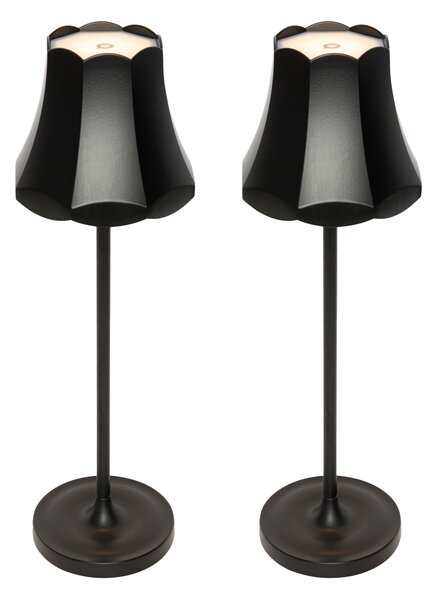 Set od 2 retro stolnih svjetiljki crnih punjivih IP44 - Granny