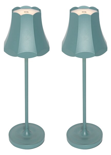 Set od 2 retro stolnih lampi mineralno plave punjive IP44 - Granny