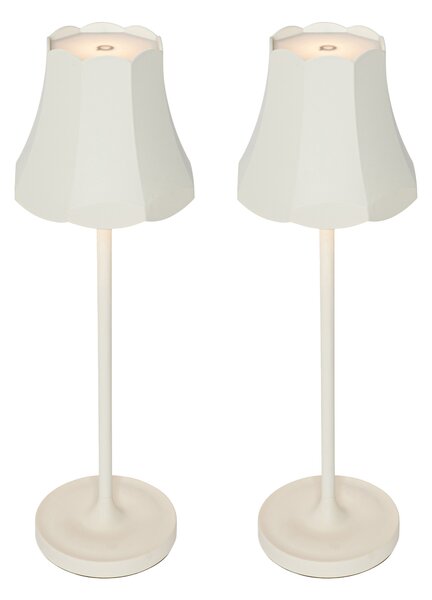Set od 2 retro stolnih svjetiljki bijele boje s krem nijansom punjive IP44 - Granny