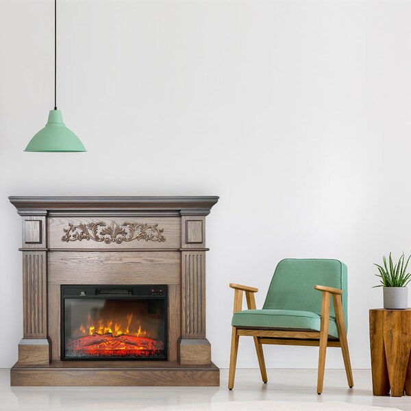 Električni kamin s grijačem, ElectricSun TUX Hrast, s plamenom u 3 boja, sa zvukom, s daljinskim upravljačem i WiFi APP, Š110xV102 cm