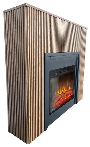 Električni kamin s letvicama, ElectricSun LAMELIA Svijetli Hrast, s grijanjem, s plamenom u 3 boja, sa zvukom i mobilnom aplikacijom, Š120xV102