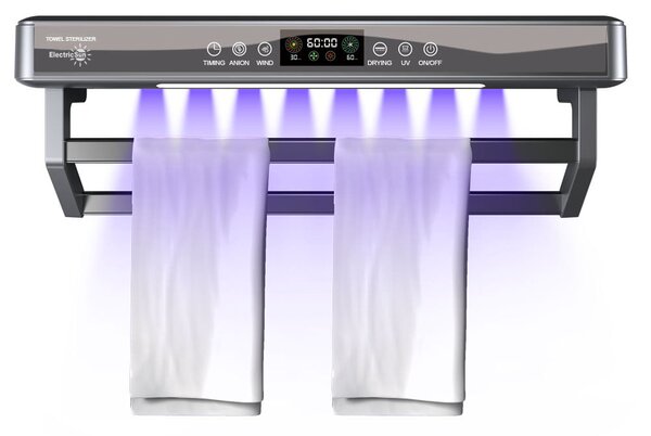 Držač za ručnike, ElectricSun PREMIUM Black, crni, 450W, suši i dezinficira, za kupaonicu i kuhinju, 60 cm