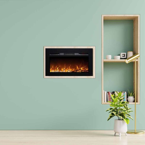 Dekorativni električni kamin, ElectricSun Paula GLASS XS, zidni, podni i ugradbeni, s grijanjem, s plamenom u 10 boja, sa zvukom i mobilnom aplikacijo