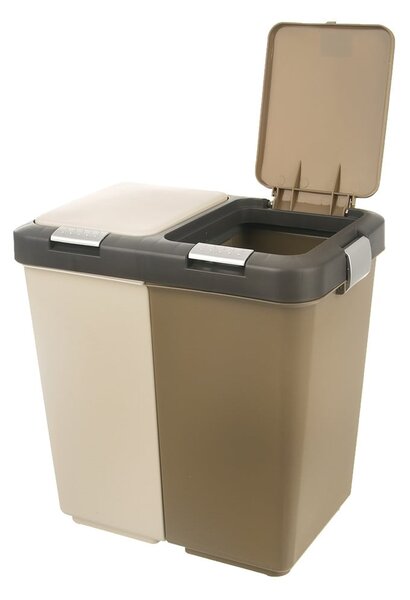 Bijela/bež plastična kanta za smeće 2x20 l za odvojeni otpad Duo Dust – Orion