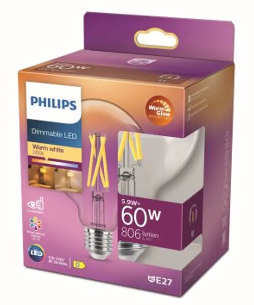 LED CLASSIC ŽARULJA PHILIPS 60W ST64 E27 CL WGD90 SRT4 8719514323919