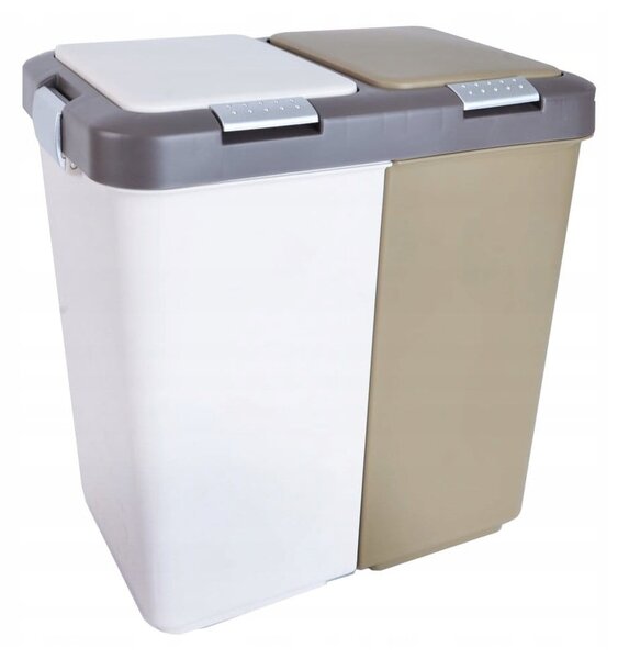 Bijela/bež plastična kanta za smeće 2x20 l za odvojeni otpad Duo Dust – Orion