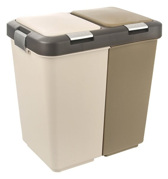 Bijela/bež plastična kanta za smeće 2x20 l za odvojeni otpad Duo Dust – Orion
