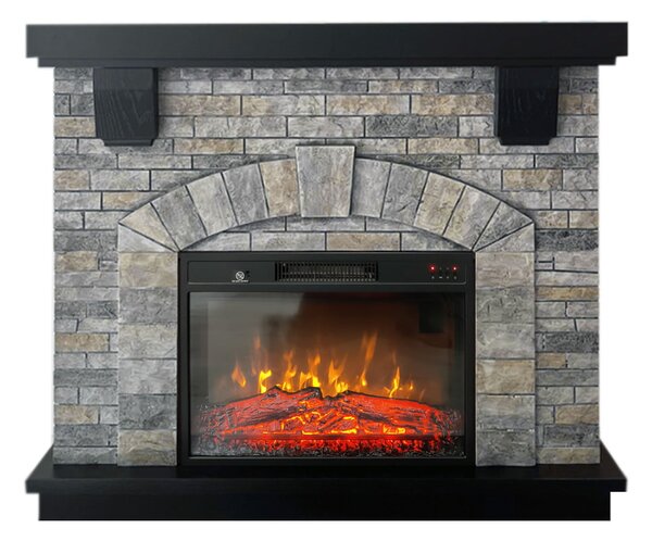 Električni kamin s izgled kamena, ElectricSun GREYSTONE, s grijanjem, s plamenom u 3 boja, sa zvukom, s daljinskim upravljačem i WiFi APP, Š115xV102 c