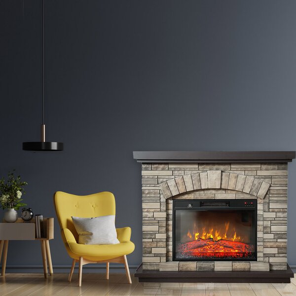 Električni kamin s izgled kamena, ElectricSun AMBAR Stone, s grijanjem, s plamenom u 3 boja, sa zvukom i mobilnom aplikacijom, Š107xV90cm