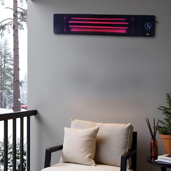 Infracrveni radijator ElectricSun 4500W/2250W, crni, na vanjska/unutarnja, na zid ili strop, električni grijač s termostatom, daljinskim upravljačem i