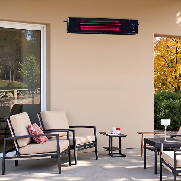 Infracrveni radijator ElectricSun 4500W/2250W, crni, na vanjska/unutarnja, na zid ili strop, električni grijač s termostatom, daljinskim upravljačem i