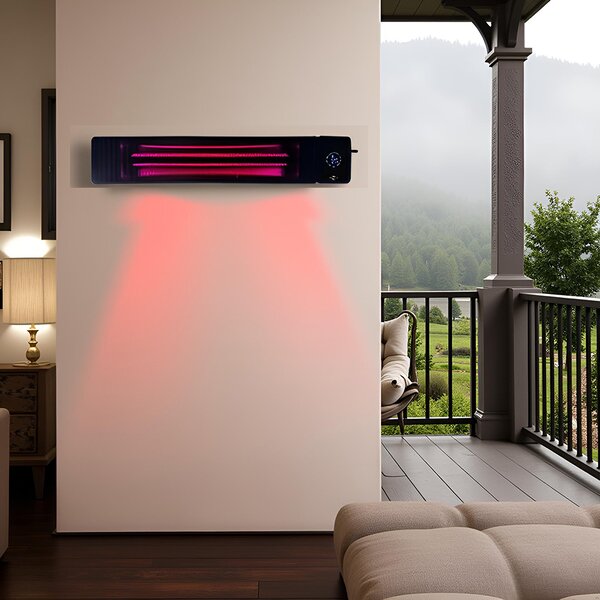 Infracrveni radijator ElectricSun 4500W/2250W, crni, na vanjska/unutarnja, na zid ili strop, električni grijač s termostatom, daljinskim upravljačem i