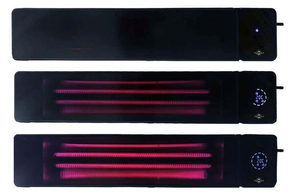 Infracrveni radijator ElectricSun 4500W/2250W, crni, na vanjska/unutarnja, na zid ili strop, električni grijač s termostatom, daljinskim upravljačem i