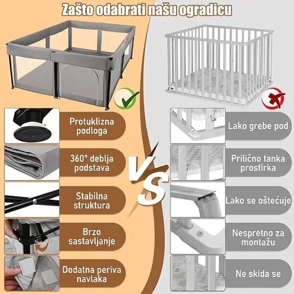 Nestplay™ Sklopiva Ogradica Za Bebe (127 X 127 Cm)