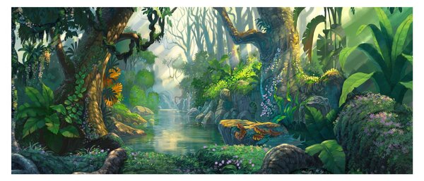Slika - Ilustracija tropske šume (120x50 cm)