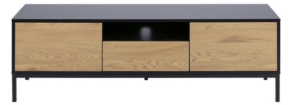 Crni TV stol u dekoru hrasta 140x45cm - Actona Seaford