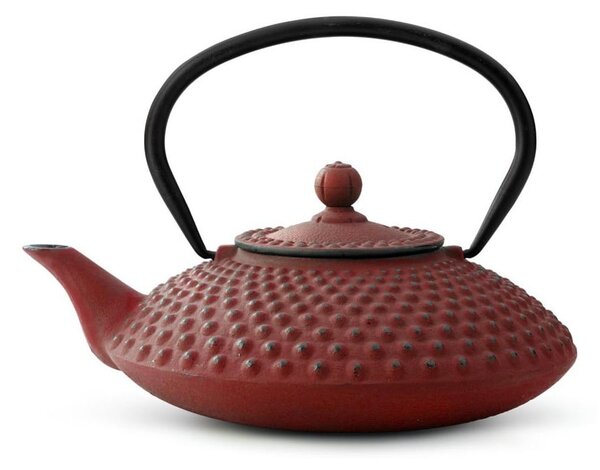 Crveni čajnik od lijevanog željeza s cjediljkom za rastresiti čaj Bredemeijer Xilin, 1,25 l
