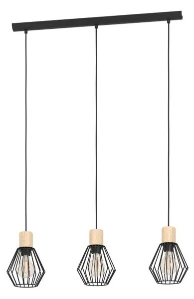 VISILICA 3xE27 CRNA/DRVO PALMORLA 44094