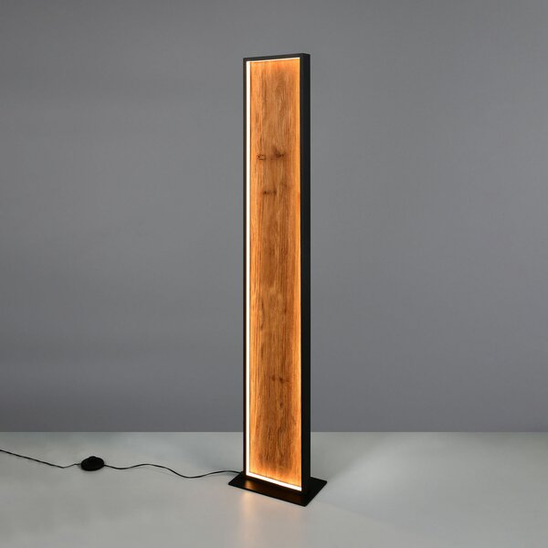 Trio Lighting LED podna lampa Kalea, visina 120 cm, boja drveta, drvo, prigušiva, Drvo, Dnevni boravak/blagovaonica, Drvo