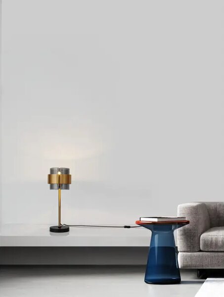 SIANNA STOLNA LAMPA E27 /IP20/MESING ZLATNA & SMOKY NL9236400