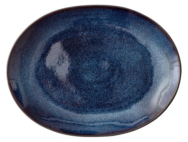 Crni/plavi tanjur za posluživanje od kamenine 22.5x30 cm Mensa – Bitz