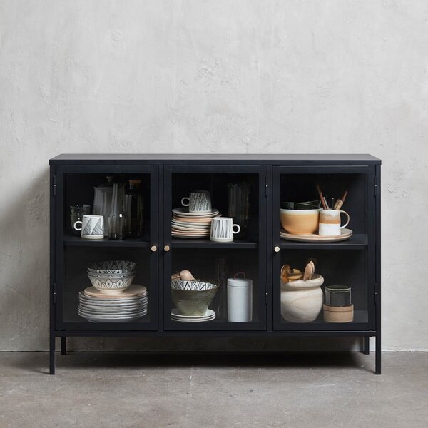Crna metalna vitrina 132x85 cm Carmel – Unique Furniture